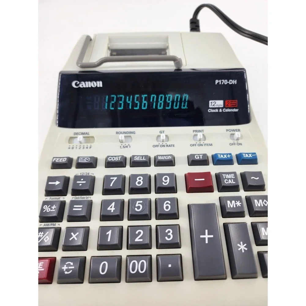 Canon P170-DH 12 Digit 10 Key Adding Business Machine Calendar Clock Calculator